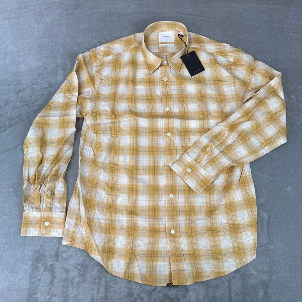Billy Reid Bold Shadow Plaid Cypress Shirt Mens Medium Wheat Cotton $198 New NWT